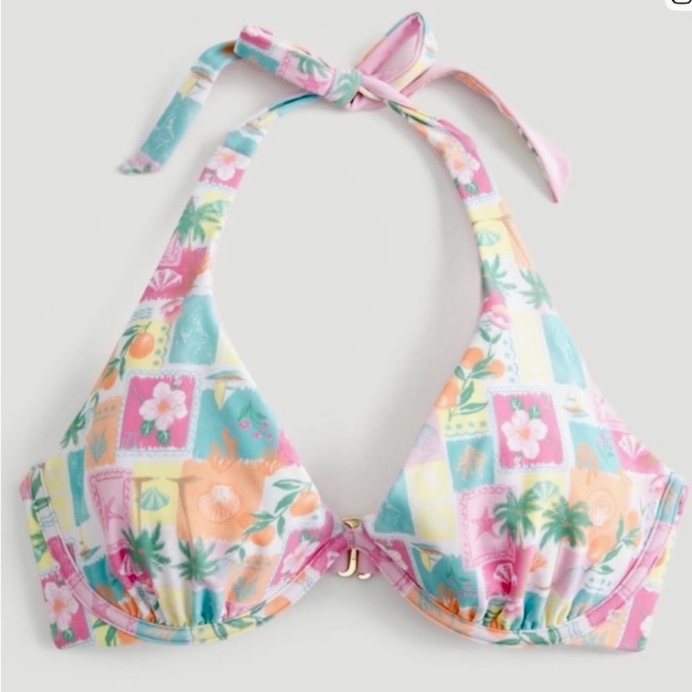Cheeky Bottoms Tropical Pink Halter Top Hollister Set - Picture 3 of 6